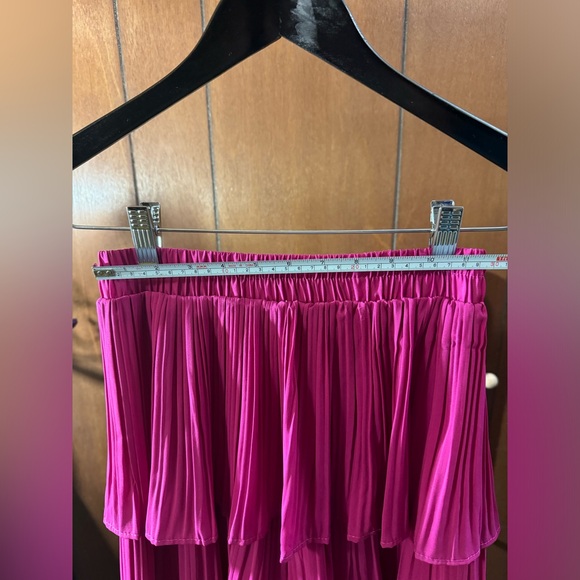Hot Pink Magenta Ruffled Layered Long Skirt - Picture 3 of 5
